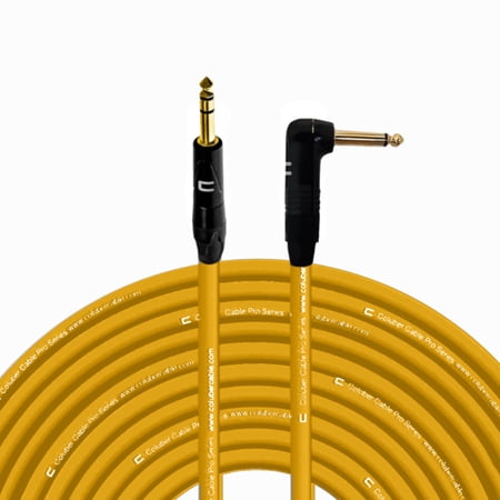 1/4" TRS Male to Right Angle 1/4" TS - 150 Feet - Yellow - Pro 3-Pin Microphone Connector for Powered Speakers, Audio Interface or Mixer for Live Performance & Recording