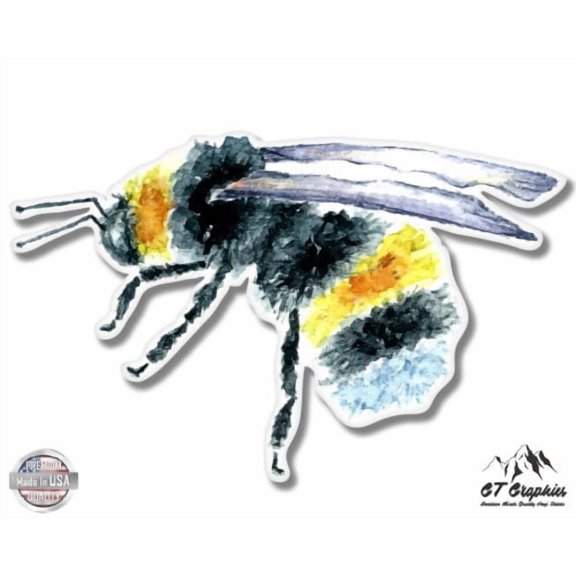 Bumble Bee Watercolor - 3" Vinyl Sticker - For Car Laptop I-Pad Phone Helmet Hard Hat - Waterproof Decal