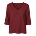 thumbnail image 5 of Inleife Womens Half Sleeve Tops Fashion Ladies Casual Basic Tees V-Neck Relaxed Fit Pleated T-Shirt for Daily Wear, 5 of 6
