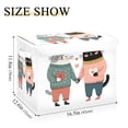thumbnail image 3 of Foldable Fabric Storage Bin With Handle Collapsible Basket Box Storage With Lid Organizer Cat Couple Holding Hands, 3 of 7