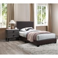 thumbnail image 3 of Poundex Furniture Twin Faux Leather Bed Frame with 12 Slats in Brown, 3 of 5