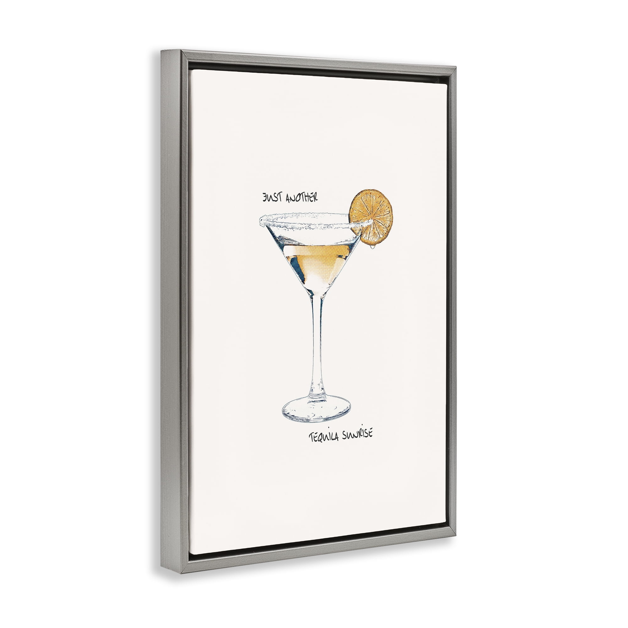 Stupell Industries Just Another Tequilla Sunrise Food & Beverage Painting Gray Floater Framed Canvas Art Print Wall Art, 17 x 25