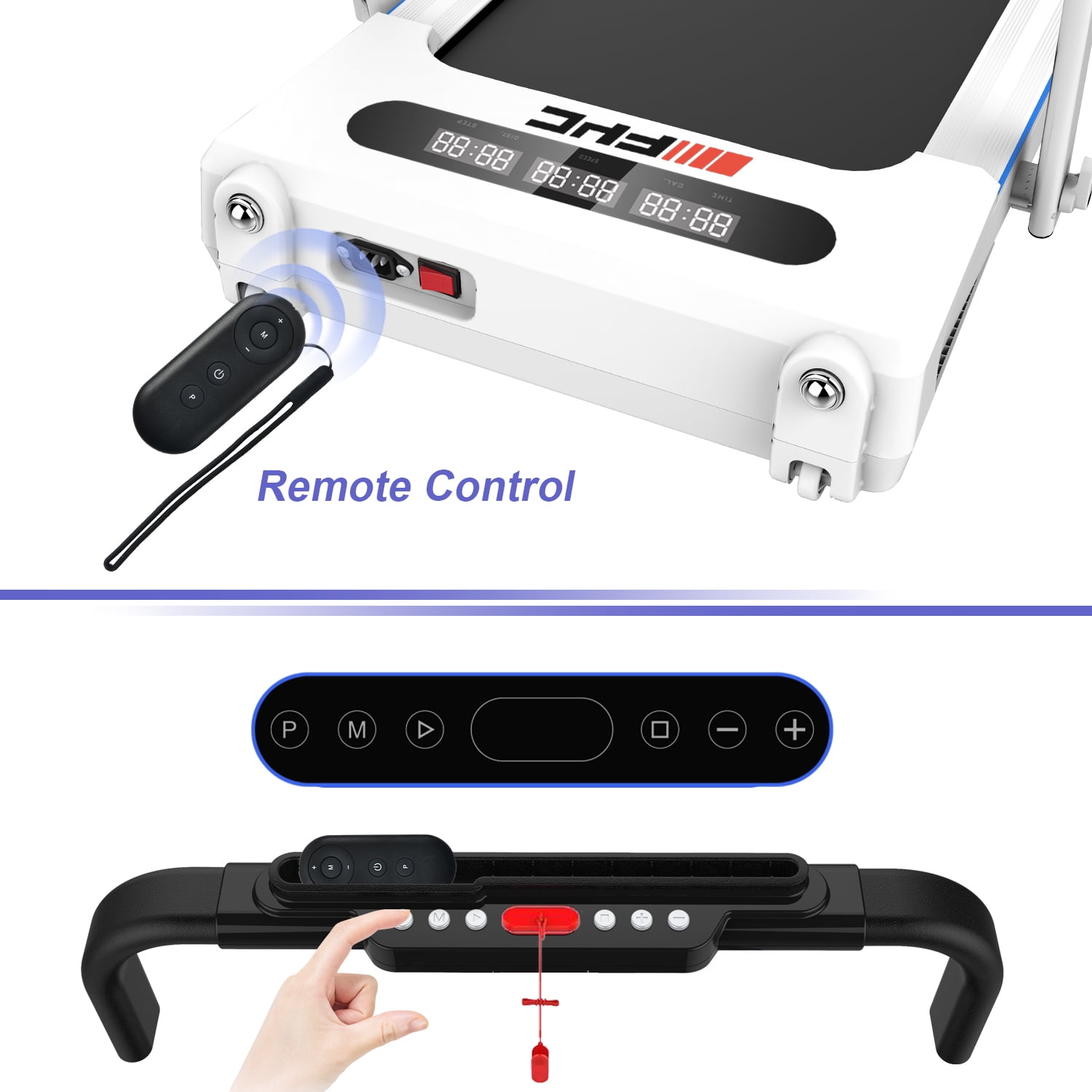 FYC 2.5HP Under Desk 2 in 1 Folding Treadmill for Home Office, Foldable Compact Electric Walking Running Machine w/ Remote Control & LED Display, Walking Running Jogging (White)