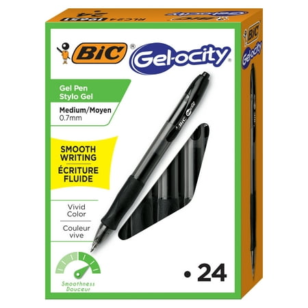 BIC Gelocity Original Retractable Gel Pen, Medium Point (0.7 mm), Black,