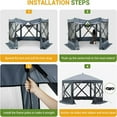 thumbnail image 6 of Ladcaser 10x10ft Camping Gazebo, Portable Pop Up Canopy Screen Tent 6 Sided with Mesh Windows and Carry Bag for Camping, Outdoor, Picnic, Backyard Party Outside Activities, Gray, 6 of 9
