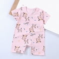 thumbnail image 2 of mgoYE Toddler Bbay Girl Clothes Baby Boy Girl Romper Toddler Infant Unisex Short Sleeve Jumpsuit Shorts Summer One Piece|Pink 0-6 Months, 2 of 4