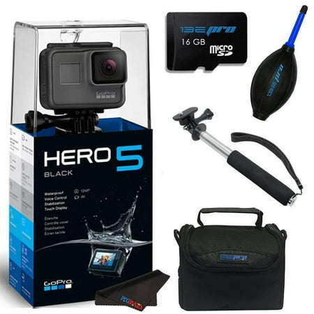 GoPro Hero 5 Black + 16GB SD Memory Card + Selfie Stick + Pixi Accessory