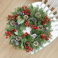 thumbnail image 4 of 18 Inch Artificial Christmas Wreath for Front Door Xmas Red Berry Wreath with Pine Needles Pine Cones Christmas Decorations for Winter Wall Outdoor Home Holiday Xmas Decor, 4 of 8
