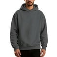 thumbnail image 3 of Men's Hoodies Pullover 3X Solid-Color Fashionable Warm Embroidered Pocket Long Sleeve Hooded Sweatshirt, 3 of 6