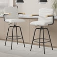 thumbnail image 2 of VECELO Set of 2 Counter Height Swivel Bar Stools with Back and Armrest, Modern Velvet Upholstered Bar Chairs for Kitchen Island, Steel Stool Frame, Beige, 2 of 11
