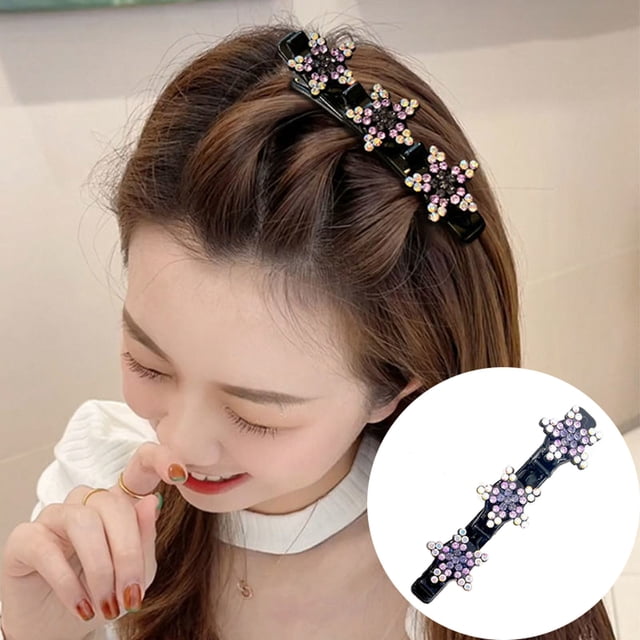 Xihbxyly Juego de Pinzas para El Cabello, Elegante Horquilla con Diseño de Cuatro Hojas, Accesorio con Brillantes Detalles de Diamantes de Imitación, Fácil de Peinar para Cabello Desordenado, Ideal p