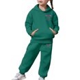thumbnail image 6 of HUAXUN-Girls Heart Print 2PC Tracksuit Cotton Outfit Sweatshirts Sweatpants Set Youth Girls Pullover Casual Hooded Tops Pants Tracksuits,Matching Fleece Hoodie & Pants Set(C-Dark Green,2-3 Years), 6 of 6