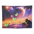 thumbnail image 5 of ONETECH Galaxy Tapestry Purple Blue Starry Sky Space Tapestries Butterfly Wall Hanging For Party Living Room Bedroom Dorm 40x60inch, 5 of 6