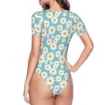 thumbnail image 4 of The Xecao Daisy Floral A Women's Crew Neck Body Suit, a short-sleeved bodysuit and basic swimsuit, both comfort and style for dating and daily life, 4 of 9