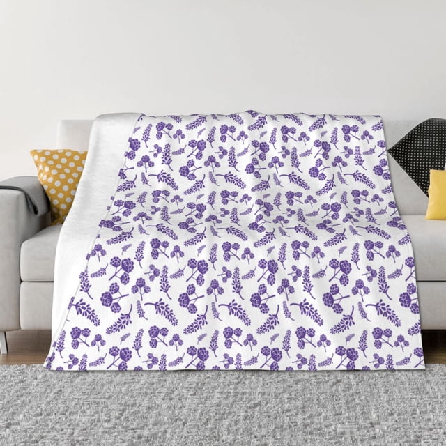 Fotbe Lavender Flowers Manta de Franela con Estampado, Manta Ultrasuave para Cama, Sofá, Auto, Hipoalergénica y Antibolitas-80"x60"