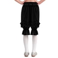 thumbnail image 7 of Aislor Girls Victorian Loose Pantaloons Medieval Solid Color Trousers Ruffled Lace Bloomers Black 6, 7 of 7