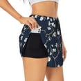 thumbnail image 2 of Bixox Women's Cherry Blossoms on Navy Background pattern 2 in 1 Running Shorts - Lightweight Athletic Workout Gym Yoga Shorts Liner with Pockets - XX-Large, 2 of 7
