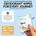 thumbnail image 5 of FOMIN Travel Deodorant Wipes - 15 Count - Glowing Coconut and Vanilla - pH Balanced, Hypoallergenic Mini Deodorant Wipes For Women and Men - Plastic-Free, Individually Wrapped Underarm & Body Wipes, 5 of 6