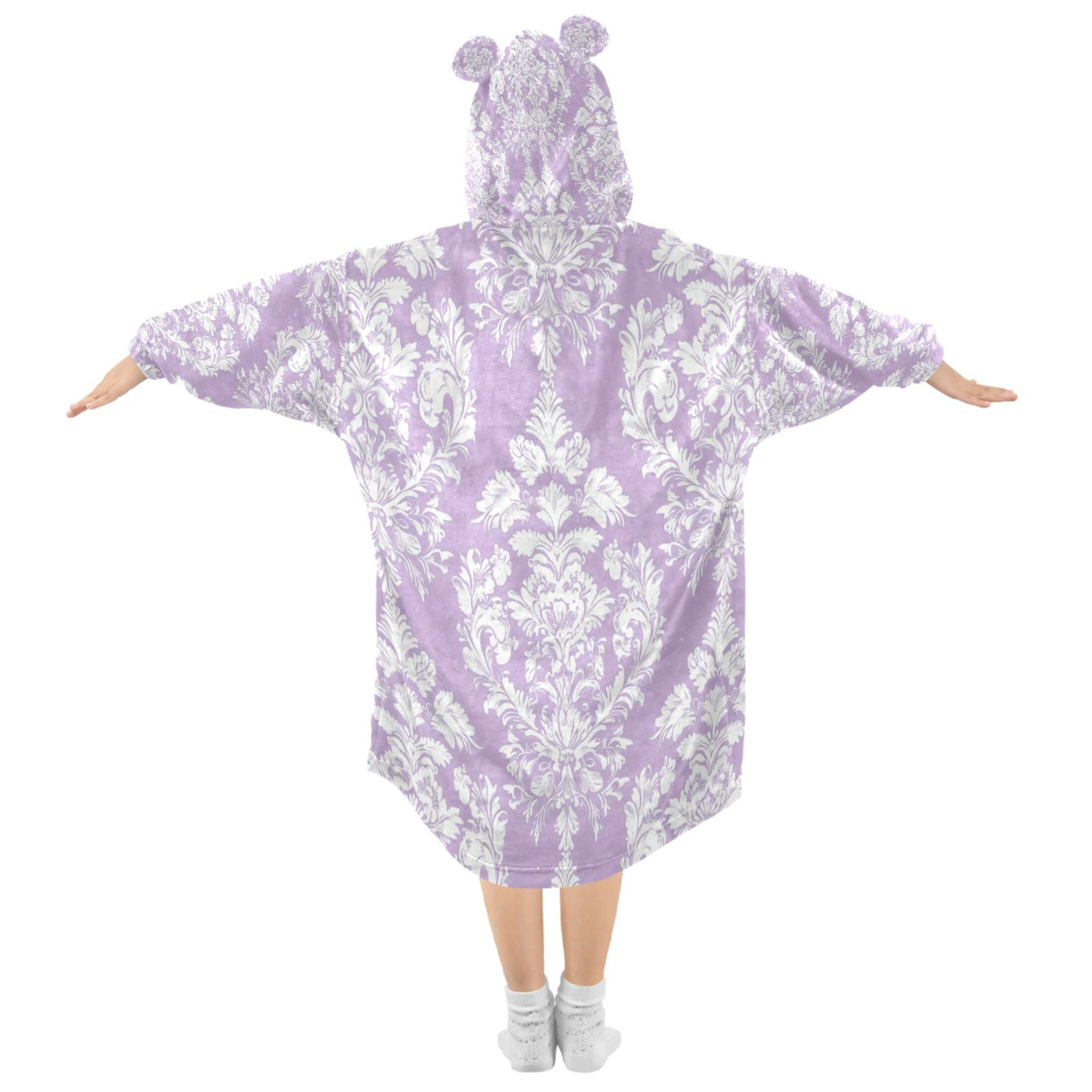 YAZAOO Kids Wearable Blanket Hoodie Warm and Cozy Elegance in Lavender Flannel Sweatshirt