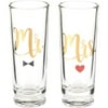 Set of 2 Mr and Mrs 2oz Shot Glasses for Wedding Couple Gift, His and Her, Bride and Groom Anniversary Party Favors