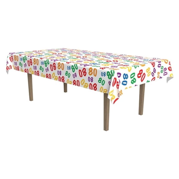 Club Pack of 12 Multi-Colored "80" Disposable Plastic Party Banquet Table Covers 108"