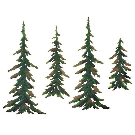 Metal Sheet Art Wall Hanging With Pine Tree Designs For Indoor Outdoor Decor And Vintage Style Accents