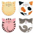 thumbnail image 1 of A5 green Posavasos de cerámica con forma de gato, juego de 4, ideas de regalos únicas para amantes de los gatos, regalo de decoración de mesa de comedor de bar, 1 of 5