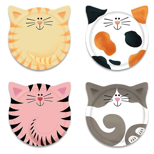 A5 green Posavasos de cerámica con forma de gato, juego de 4, ideas de regalos únicas para amantes de los gatos, regalo de decoración de mesa de comedor de bar