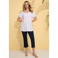 thumbnail image 2 of Roaman's Women's Plus Size Shirred Eyelet Button-Front Blouson Tunic, 2 of 2