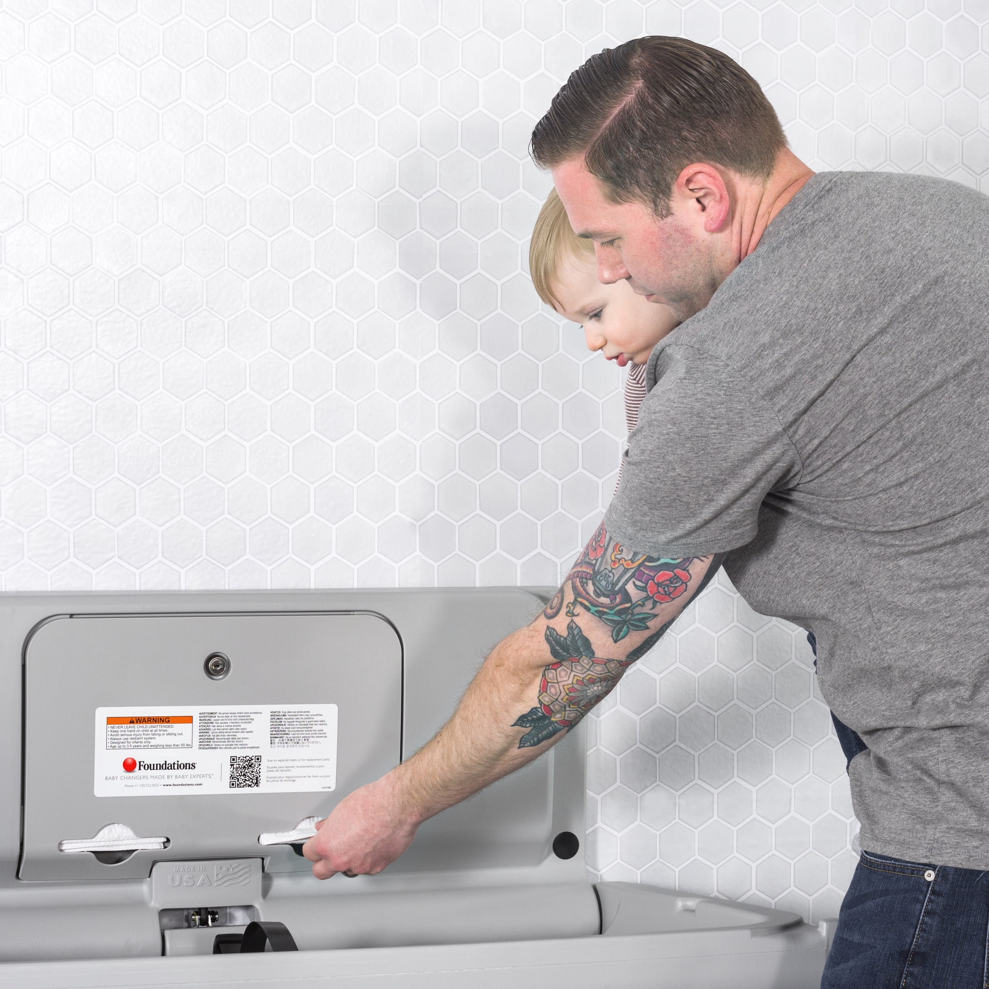 Foundations Ultra Horizontal Baby Changing Station, EZ Mount Backer Plate Included, Gray (200-EH-01)