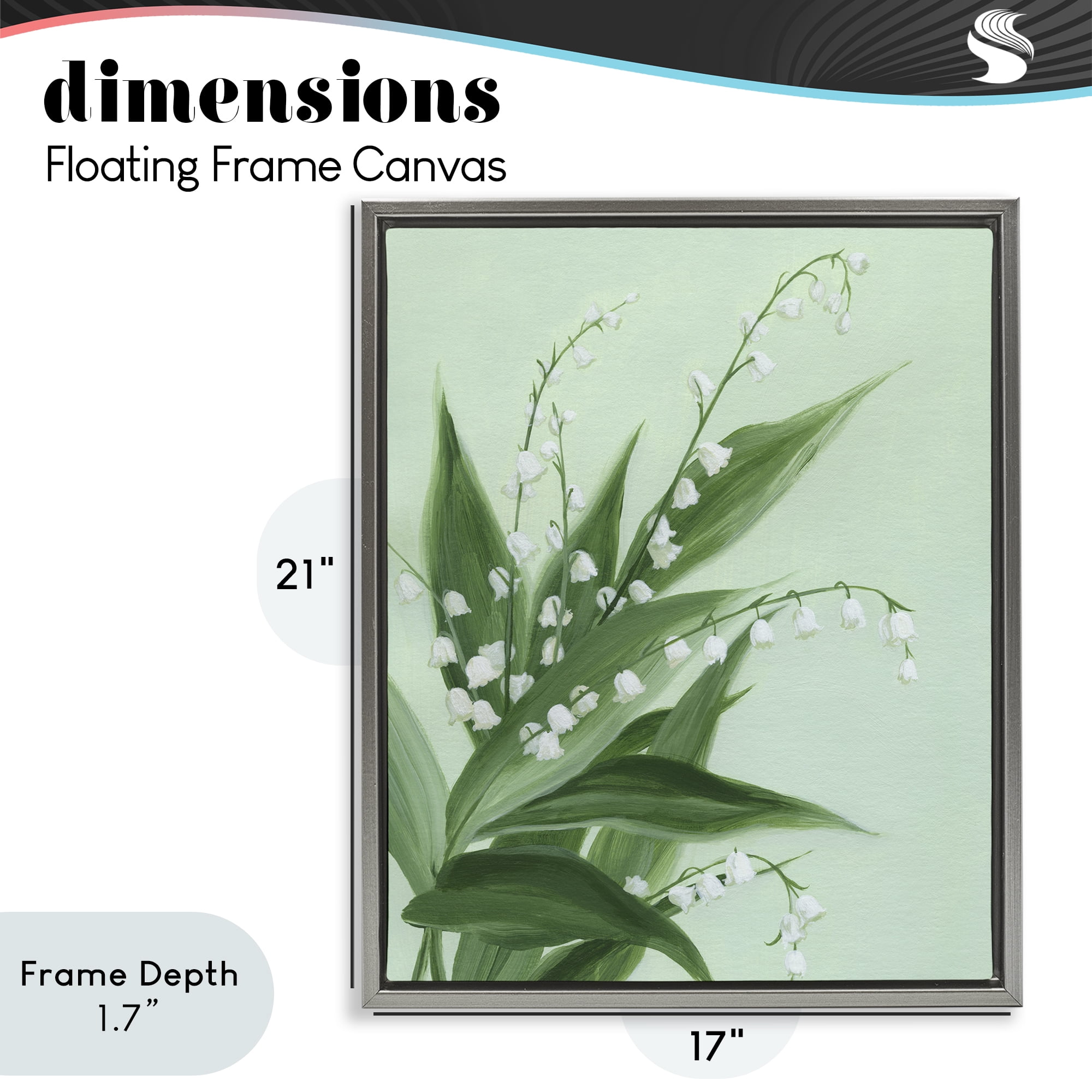 Stupell Industries Verdant Lily Of Valley Gray Framed Floater Canvas Wall Art, design by Grace Popp