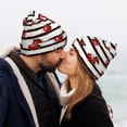thumbnail image 5 of Yiaed Ladybugs on Black and White Striped1 Print Winter Beanie for Men Women, Fleece Lined Beanie Soft Warm Knit Hat Ski Stocking Cuffed Ca, 5 of 6