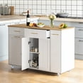 thumbnail image 2 of Magic Union 52" Kitchen Island with Hidden Trash Can Storage, Moveable Portable Island table for Kitchen, Rolling Kitchen Islands Cart w/Pull-Out Shelves, Drawers, Adjustable Shelf, White, 2 of 11