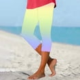 thumbnail image 2 of Summer Capris Pants for Women Athletic Tight Tie-Dying Print Elastic Waist Trousers Lightweight Workout Slimming Bottoms, Multicolor, XL, 2 of 5