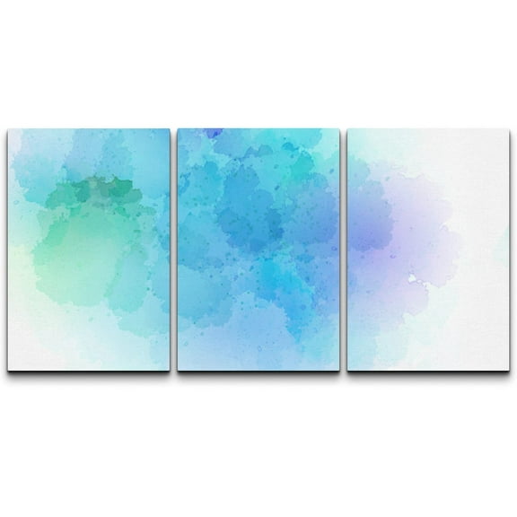 wall26 Canvas Print Wall Art Set Blue, Green & Purple Watercolor Paint Blots Abstract Shapes Illustrations Modern Art Bohemian Dramatic Multicolor for Living Room, Bedroom, Office - 16"x24&q