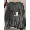 thumbnail image 2 of Women's Cozy Christmas Graphic Long Sleeve T-Shirt - "It's the Most Wonderful Time of the Year" Design, Gray Polyester Crew Neck Top for Fall/Winter Casual Wear, Christmas Shirts, 2 of 9