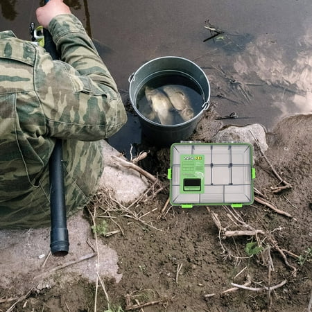 UPOUART Durable Green Fishing Tackle Box with Large Capacity for Effective Storage Use 9.8 x 5.5 x 1.9 inches