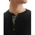 thumbnail image 4 of Hanes Beefy-T Men's Long Sleeve Henley Ebony M, 4 of 4