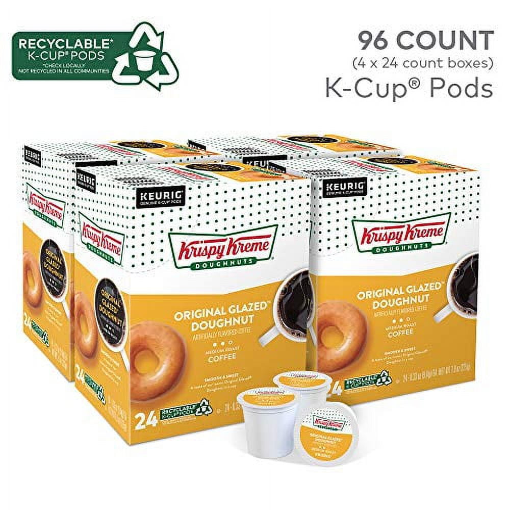 Krispy Kreme Doughnuts, Original Glazed Doughnut, Keurig Single Serve K-Cup Pods, Medium Roast Coffee, 96 Count (4 Packs of 24)