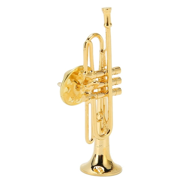 YSTINNG Gold Miniature Trumpet Shaped Lapel Brooch Pin Brass Exquisite Mini Musical Instrument Brooch with Storage Box C311-540