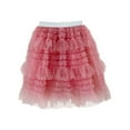 thumbnail image 3 of Huowey Kids Girls Dance Tutu Skirts High Waist Pom Pom Ruffles Tulle Party Ballet Skirt Tiered Layered Tulle Dancewear,Pink,5-6 Years, 3 of 8
