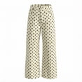 thumbnail image 4 of LWavelet Womens Polka Dot Wide Leg Pants High Waisted Belted Daily Casual Pants Beige M, 4 of 6
