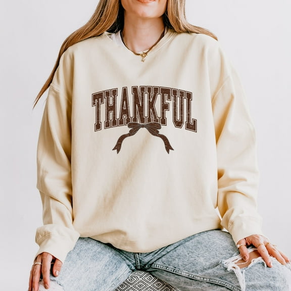 Varsity Thankful Coquette - Women's Lightweight Garment Dyed Sweatshirt