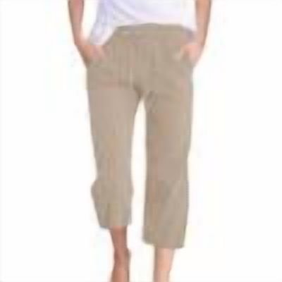 Nuoqisi Women's Solid Color Drawstring Linen Casual Loose Wide Straight Leg Cropped Pants with Pockets - Breathable Capri Trousers for Relaxed Summer Comfort