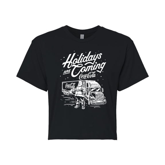 Coca-Cola - Holidays Are Coming Truck - Juniors Cropped Short Sleeve Graphic T-Shirt