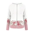 thumbnail image 4 of QATAINLAV Womens Zip Up Hoodie Coat Fall Fashion Floral Full Zip Long Sleeve Sweatshirt Drawstring Hooded Lightweight Jackets, White, M, 4 of 6