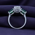 thumbnail image 6 of AFFY 3-Stone Ring for Women, Emerald Cut Lab Created Moissanite & Green Emerald Lab Grown Gemstone Birthstone Engagement Ring | Promise Ring for Her in 14K White Gold Over Sterling Silver-10, 6 of 7