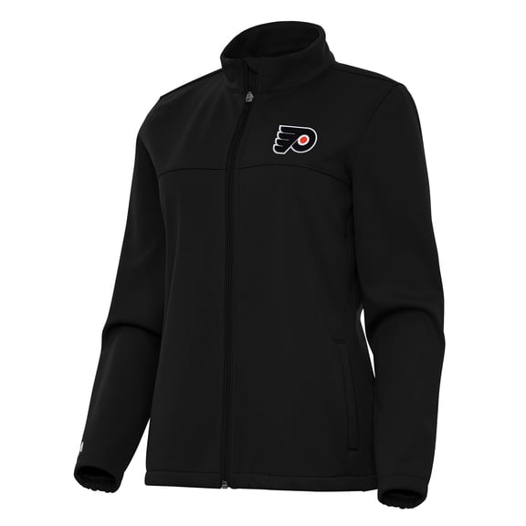 Women's Antigua Black Philadelphia Flyers Links 2 Full-Zip Golf Jacket
