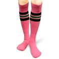 thumbnail image 3 of Couver Bright Pink Breast Cancer Awareness Strpied Athletic Tube Knee High Socks, Black / Dark Green Medium, 3 of 9