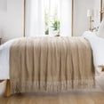 thumbnail image 6 of Battilo Tan Throw Blanket,Lightweight Knitted Bed Blanket,Beige Throws for Living Room,50"x60", 6 of 9